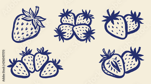 Blue and White Floral Vector Illustration Set with Elegant Decorative Flowers