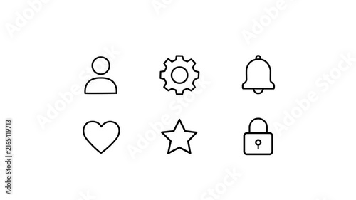 Essential User Interface Symbols Outline Icon Animation