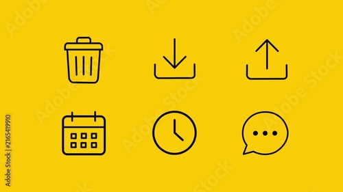 Animated Business and User Interface Outline Icons Motion Graphics Set