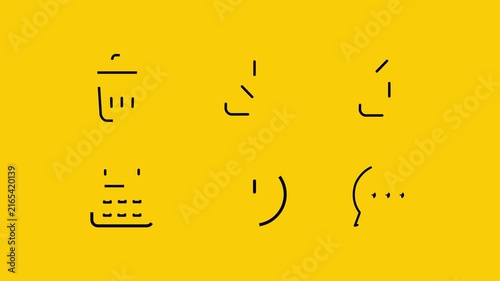 Animated Business and User Interface Outline Icons Motion Graphics Set