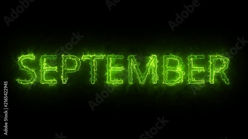 Moderan text monthly animation with saber, September saber text animation in 4k with alpha channel.