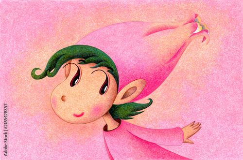 妖精のイラスト - 花・蕾・ピンク色・スマイル