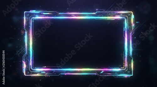 futuristic holographic frame border iridescent glowing edges