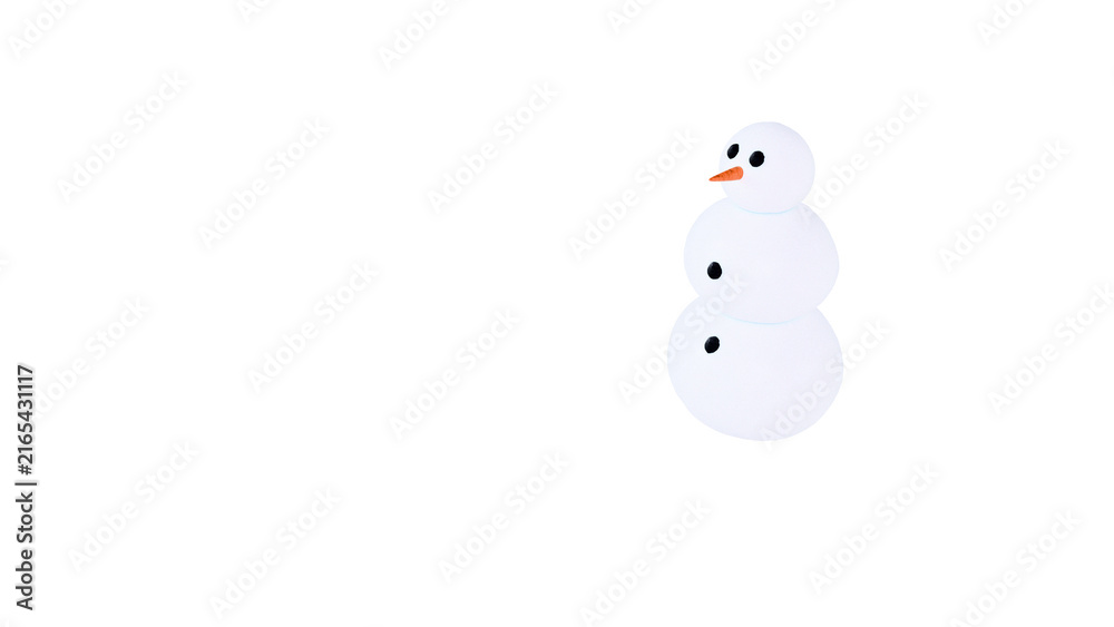 Obraz premium 3D render of a simple, charming snowman constructed from three snowballs, featuring a bright orange carrot nose, two dark eyes and two black buttons on transparent background with alpha channel, png