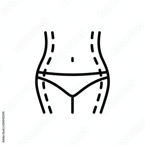 Abdominoplasty thin line icon, body correction. Plastic surgery. Vector illustration.