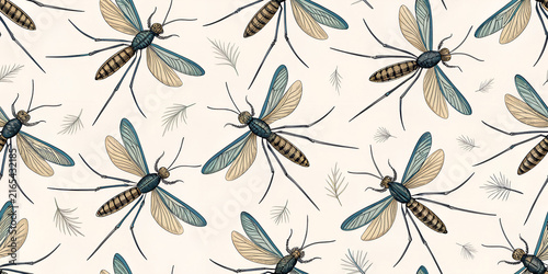 seamless pattern with mosquitos