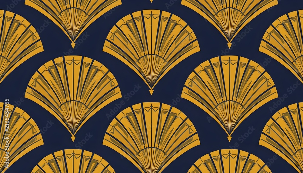 Seamless Gold and Navy Blue Art Deco Vector Pattern Illustration