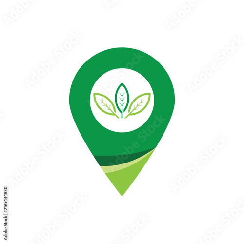 Green Leaf Map Pin Icon