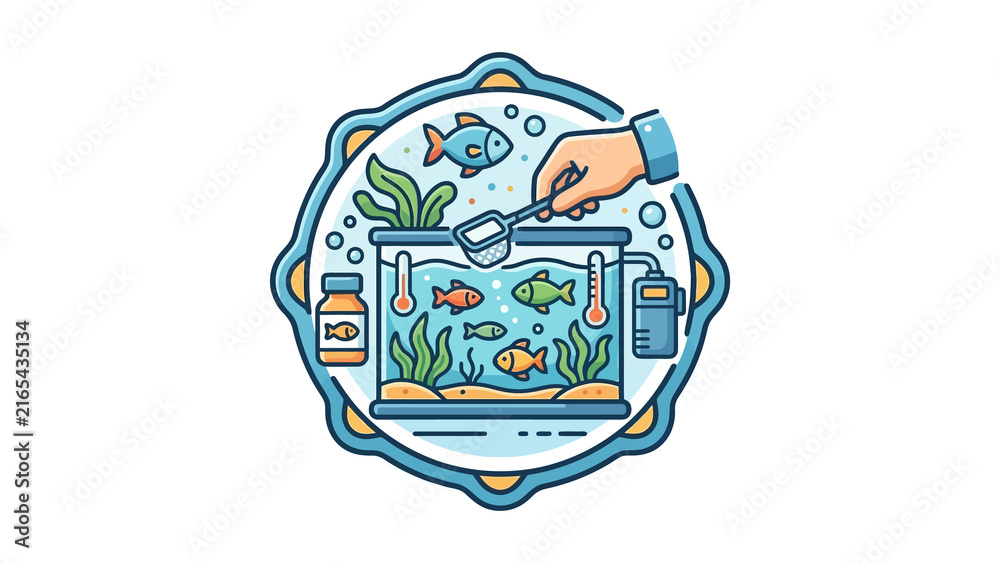 Fototapeta premium Aquarium Mpngntenance Badge Design