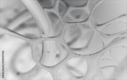 Abstract monochrome halftone pattern with circular dots creating flowing wavy lines effect