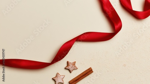 Red Satin Ribbon With Gingerbread Cookies