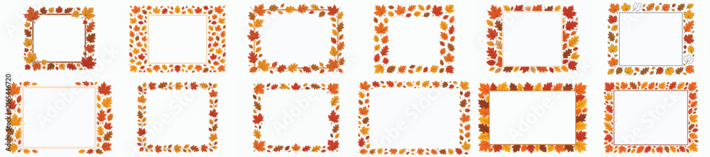 Fototapeta premium Autumn themed vector frame. Vektor, ilustration, minimalist, flat