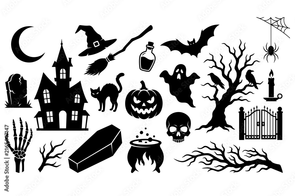 Fototapeta premium Halloween set vector sillhouette halloween set sillhouette vector