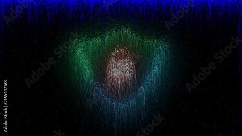 Abstract neon light trails flowing in dark space, digital particle motion background, cyberpunk energy waves, glowing fiber optic data stream