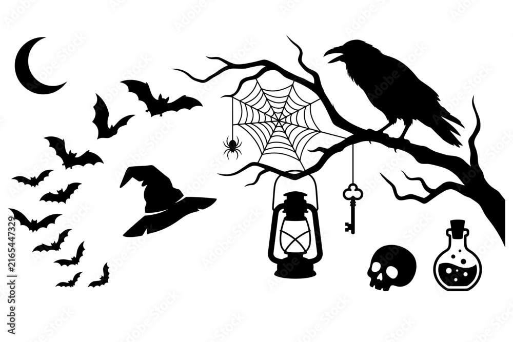 Fototapeta premium Halloween set vector sillhouette halloween set sillhouette vector