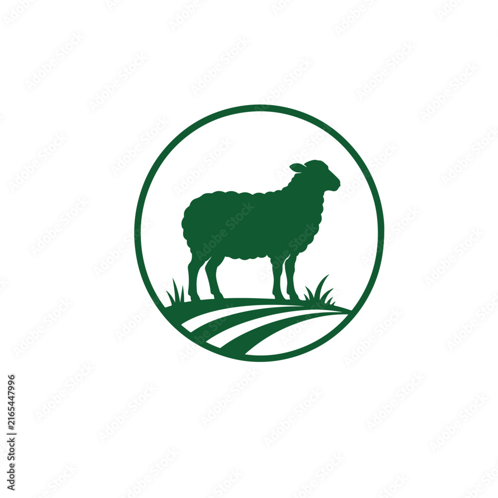 Obraz premium Sheep Vector Logo Icon – Farm Animal and Livestock Symbol.