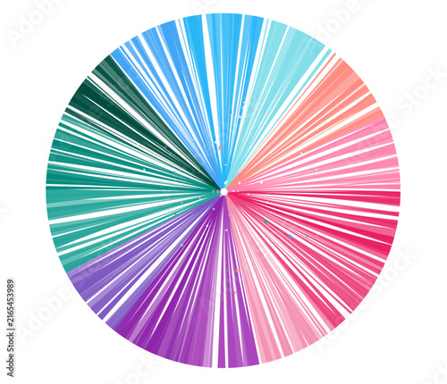 Colorful circular radial lines pattern on a round shape