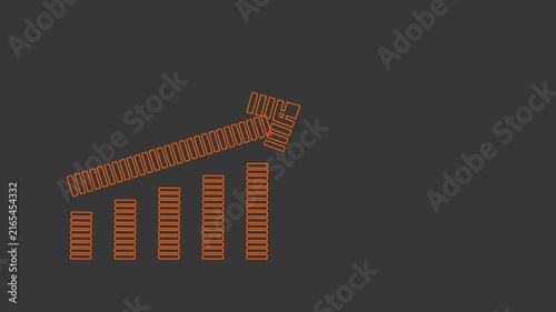 Financial growth bar chart animation with rising arrow for business data analysis and economic success concepts