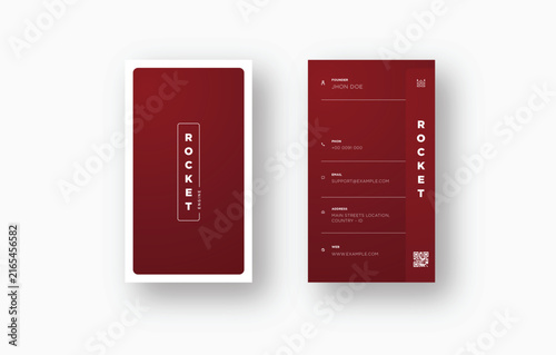 Minimalist Vertical Business Card Template with Burgundy Red Design