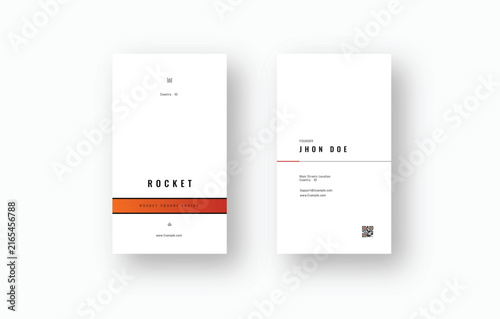Minimalist White Orange Vertical Business Card Template