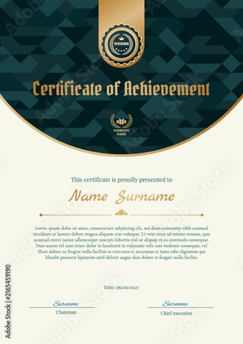 Luxury Landscape Corporate Diploma Design, Creative Elegant Award with Geometric Pattern.