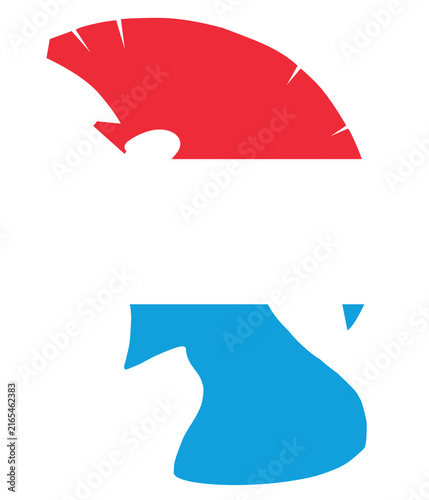 A tricolor silhouette of a gladiator in profile, isolated on a transparent background.