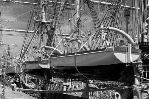 Lifeboats of the side of a tallship