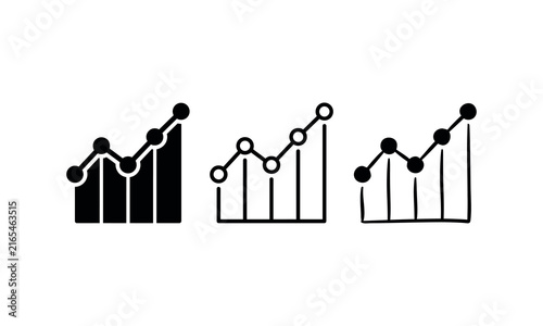 Bar chart with upward trending arrow icon set, solid and outline style design