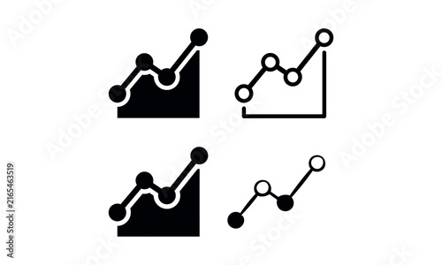 Bar chart with upward trending arrow icon set, solid and outline style design