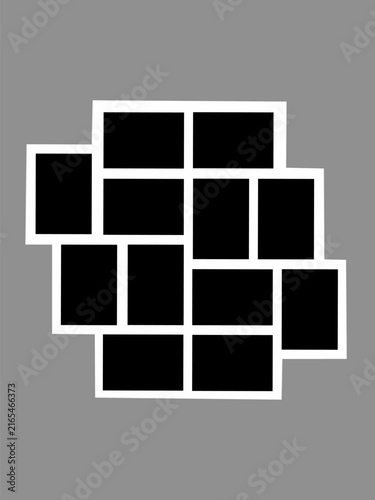 Blank photo frames, vector collage template layout consisting of twelve empty photo frames