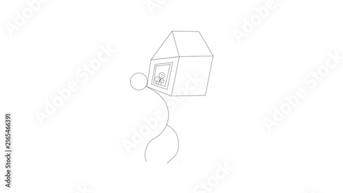 Parent Carrying Family Members Minimal Line Art Animation for Family Support and Care Concept