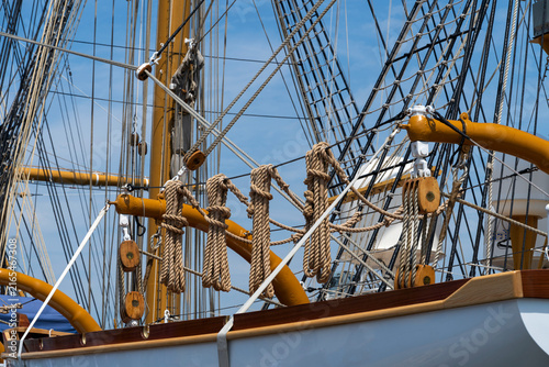 Details of a tall ship roping sets