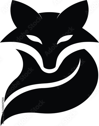 Minimalist fox head silhouette graphic element for modern brand identity and creative vector design projects with silhouette isolated
