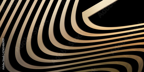 Abstract golden waves flowing in dark background for luxury presentation.