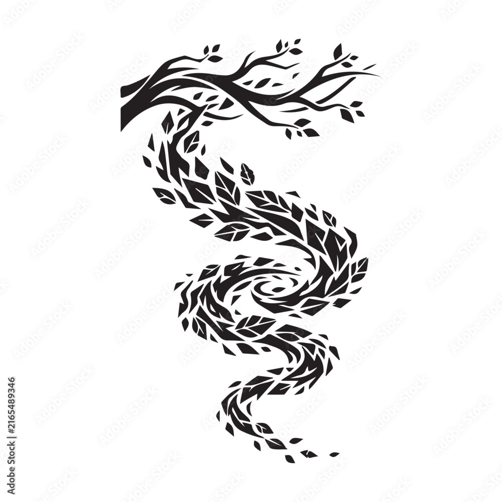 Fototapeta premium Black Dragon Tattoo Design in Black and White Tribal Style Isolated on White Background for Tattoo Art, Body Decoration and Graphic Illustration