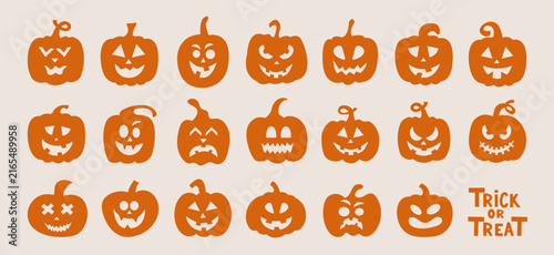 Halloween pumpkin silhouette set vector illustration