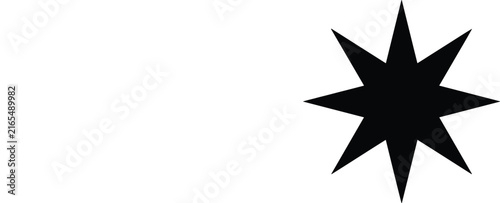 Black and white eight-pointed star geometric shape symbol vector illustration with geometric
