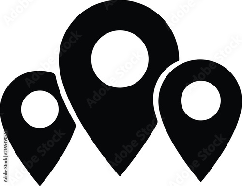 Multiple location pins symbol isolated on a transparent background