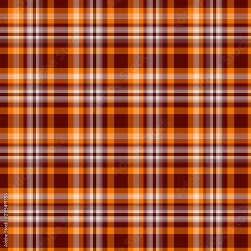 Autumn Orange Tartan Plaid Seamless Background