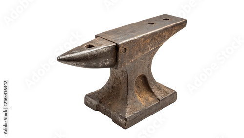 Cuadro en lienzo A heavy old vintage iron blacksmith anvil isolated on transparent background