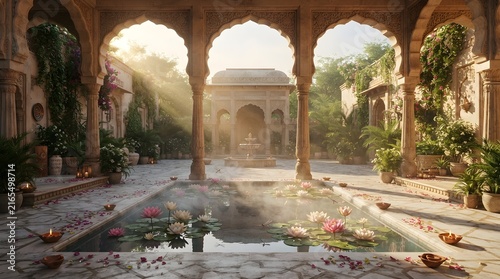 Courtyard reflecting pool lotus