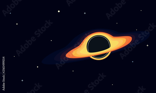 Fotografie Black hole with glowing accretion disk in deep space