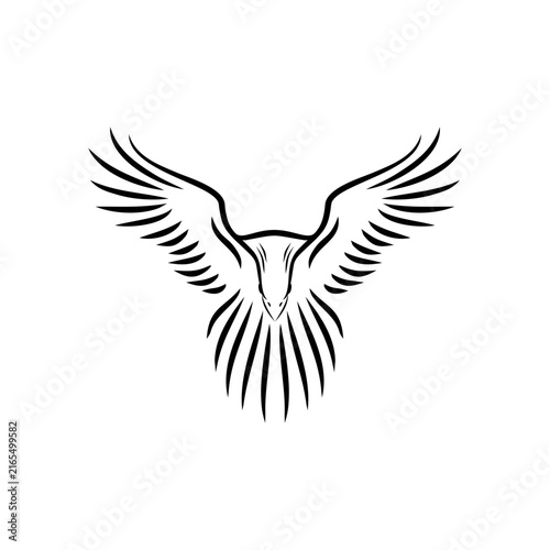 Minimalist Eagle Logo with Spread Wings – Black Line Art Bird Emblem