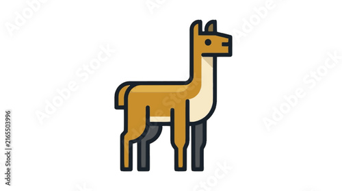 Vicuna standing flat vector illu...