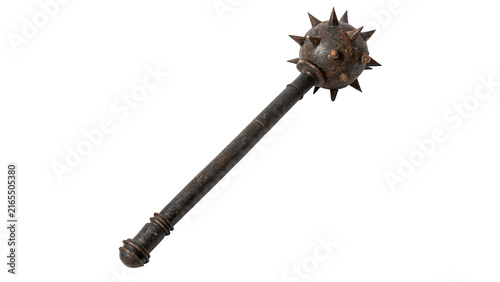 Foto A historical medieval metal mace weapon flail isolated on transparent background