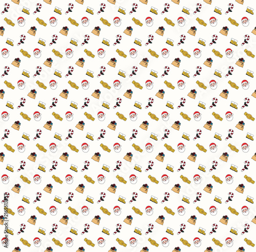 Luxury Christmas seamless pattern with Santa Claus and holiday elements