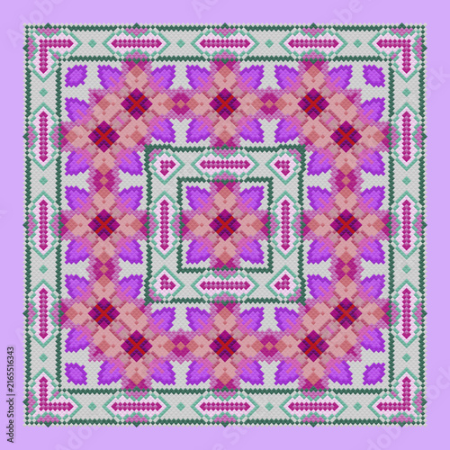 Принти на полотні Abstract floral embroidery texture