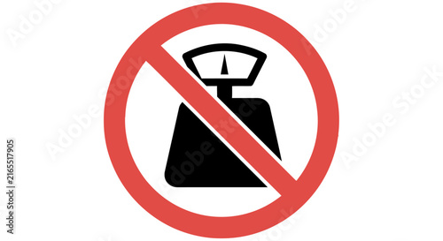 Scale prohibition sign red circle with diagonal line and black silhouette