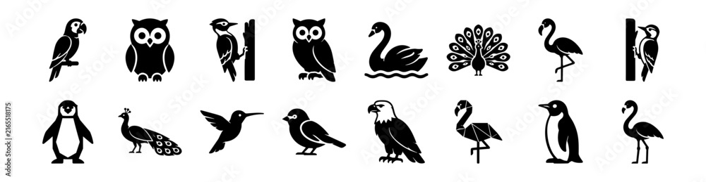 Fototapeta premium Minimalist Bird Silhouettes for Diversity, Adaptation, Freedom, and Natural Harmony on transparent background