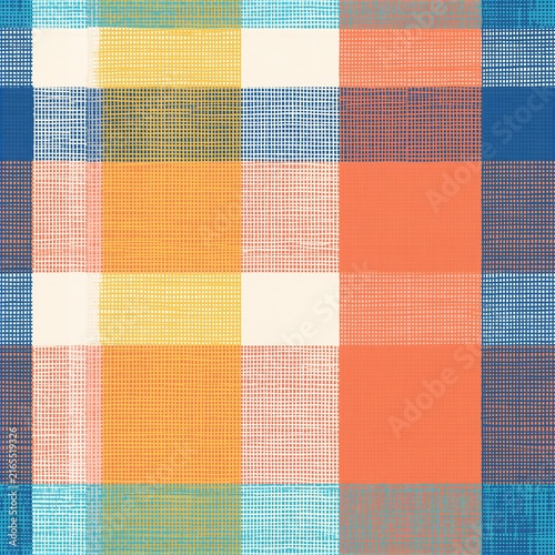 Colorful gingham seamless pattern in various bright colors